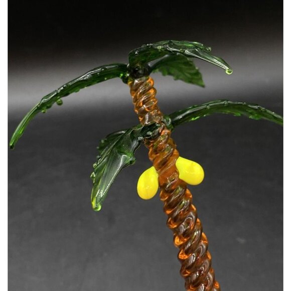 Art Glass Coconut Palm Small Glass 5” Palm Tree Vintage - Picture 8 of 12